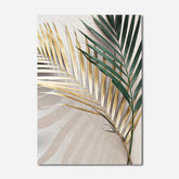 TPFLiving Luxus Poster Leinwand - Goldene Blätter - Beige, Grau, Grün, Gold - 15 verschiedene Größen - OHNE Rahmen - Modell C